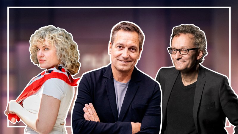 Fotomontage: Dieter Nuhr zwischen Christiane Olivier und Frank Lüdecke | Bild: rbb/Marion Koell/picture alliance/dpa/Marcel Kusch/Derdehmel/Urbschat)